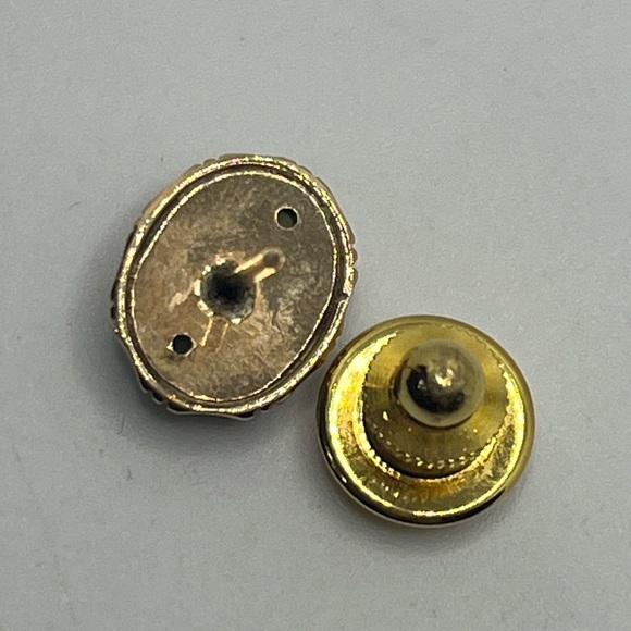 10k yellow gold green jadeite cabochon stone tie tack pin vintage - Picture 13 of 14